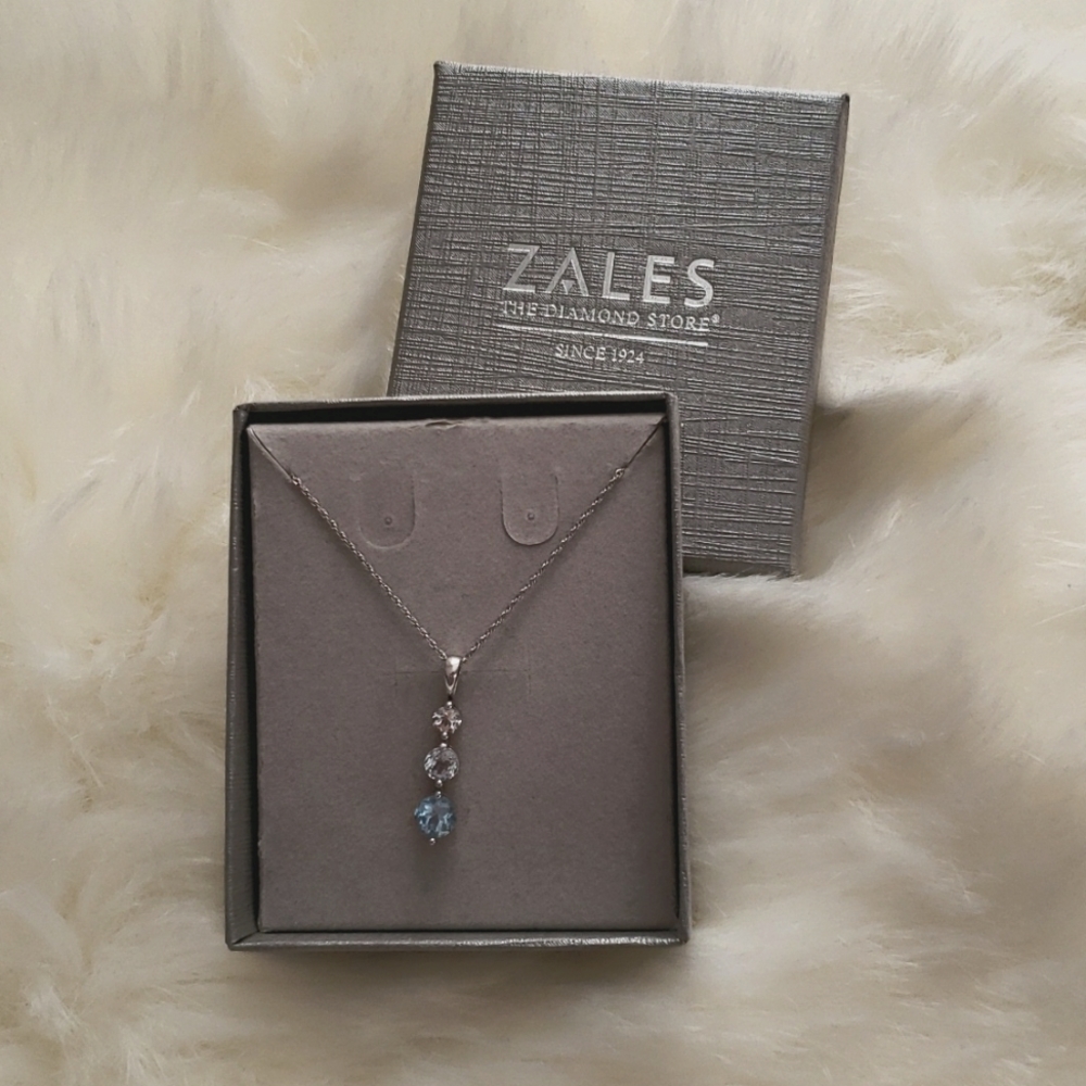 Zales Sterling Silver Tri Stone Necklace